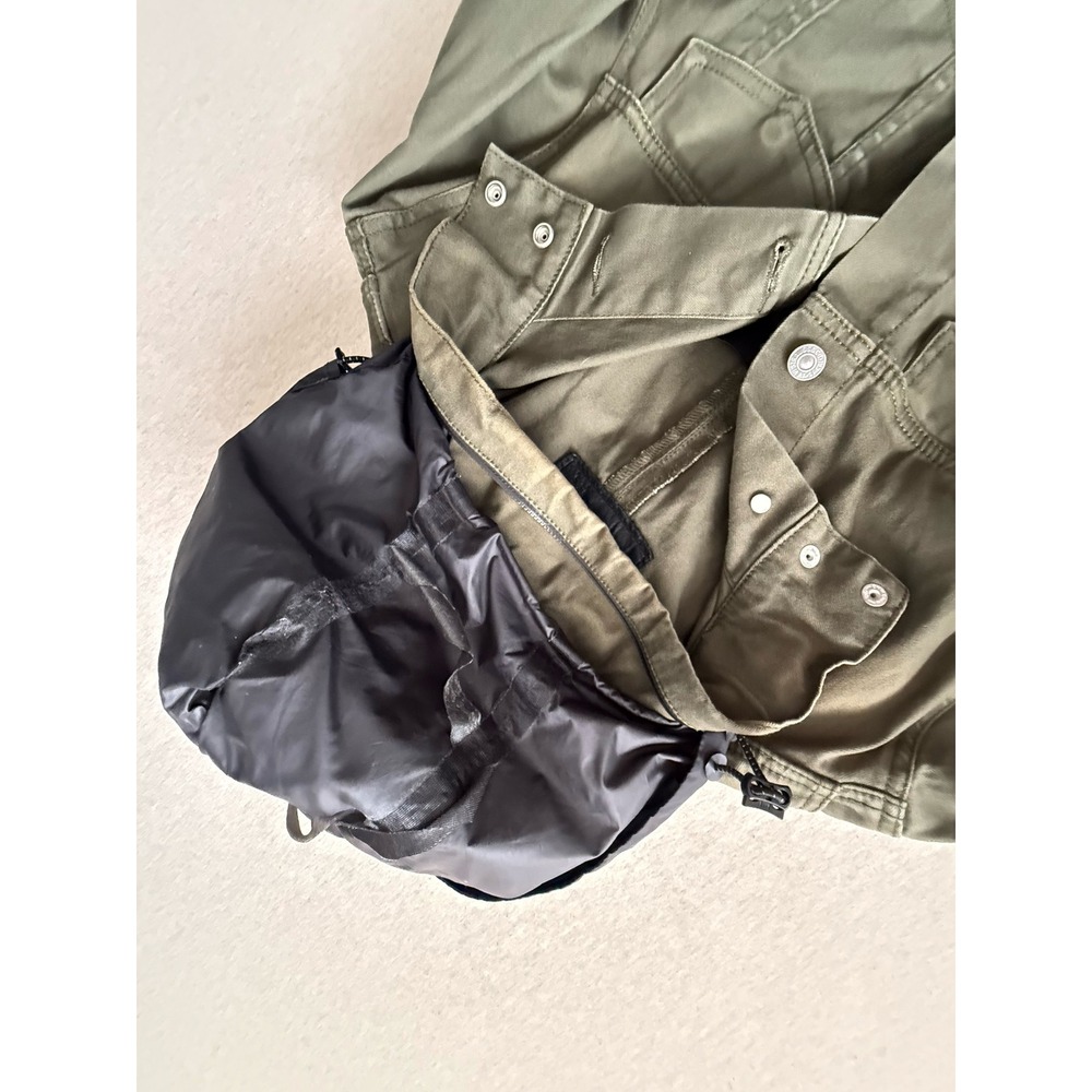 Levis Mens Olive Green Trucker Jacket with Stowable Hood Size S Utility Coat
